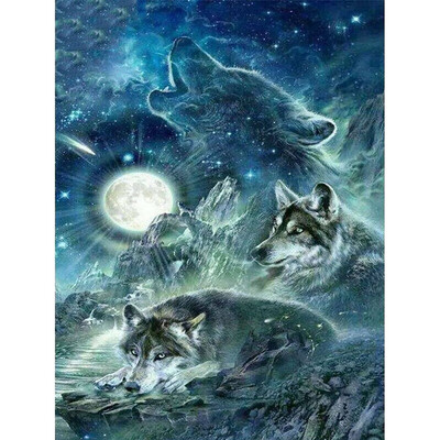 

Diamond Painting Wolf Full Square Drill Display Cross Stitch Kit Diamond Embroidery Art Kits Crystal Beaded Picture