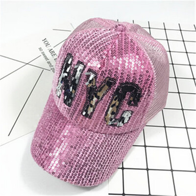 

Childrens duck tongue Hat Girls middle&big childrens sun shading summer mesh Sequin baseball cap Korean sun hat