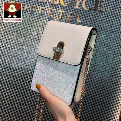 

New little bag girl 2019 new summer sequins single shoulder bag girl hundred lap chain oblique satchel bag