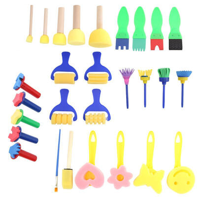 

Greensen 28PCS Kids Sponge Painting Roller Brushes Kit Child DIY Painting Tool Paint Craft Toy