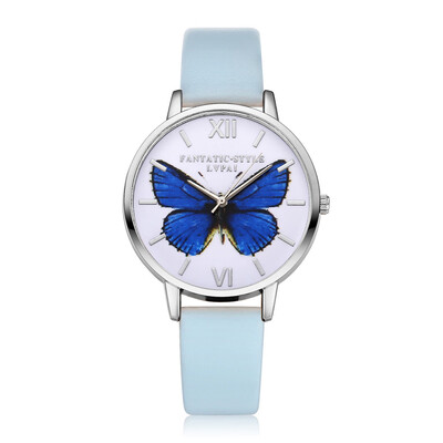 

LVPAI New Silver Butterfly Women Watches Brand Luxury Rose Gold Round Fashion Popular Wristwatch Female Quartz Watch Women 533