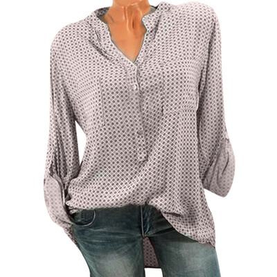 

Starmoon Womens Casual Dot Print V-Neck Baggy T-shirt Tees Blouse Tops Plus Size Pockets