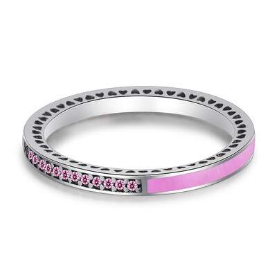 

Fashion Charm Finger Rings for Women Men Mothers Day Radiant Hearts Light Pink Enamel Clear Ring Jewelry