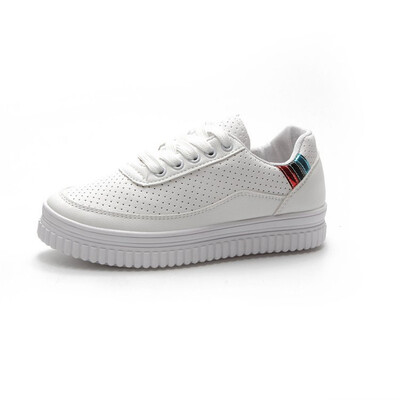 

HOT Women Sneakers Fashion Breathble Vulcanized Shoes Pu leather Platform Lace up Casual Whiter 35 _43