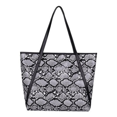 

Snake Print Shoulder Handbags Women Large Top-handle Bags PU Leather Totes