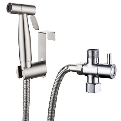 

Handheld Bidet Sprayer Shattaf Cloth Diaper Toilet Sprayer Stainless Steel Brushed Bathroom Shower Bidet Spray Set