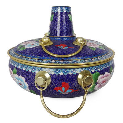 

Zhangye Copper Cloisonne Drum Electromagnetic Pot Blue Peony 5293