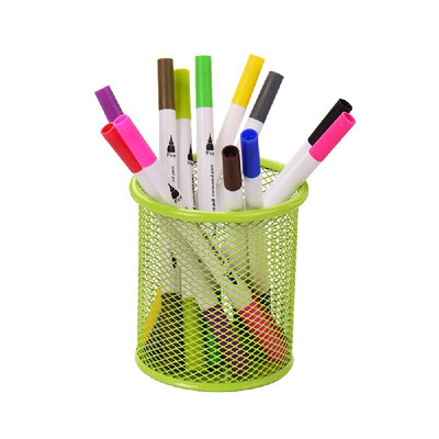 

Mesh Pen Pencil Holder Metal Pen Organizer Storage Stationery Container Round Padded Base for Desk School Office