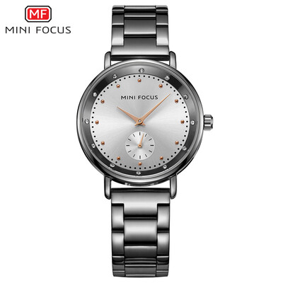 

MINI FOCU Fox elegant womens watch quartz watch casual elegant steel belt watch double dial waterproof MF0037L