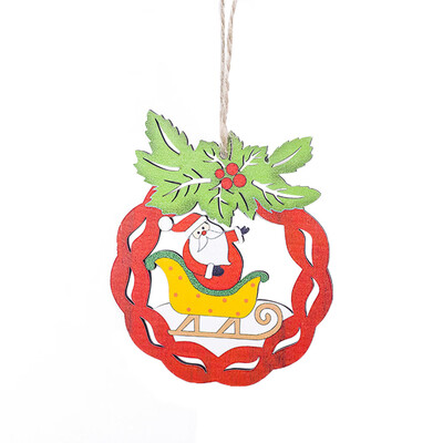 

Tailored Santa Christmas Tree Wood Sleigh Pendant Gift Home Door Hanging Decorations