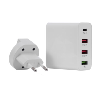 

Fast Charge 4 Ports USB Phone Computer iPad Charger Type-C Port Universal Double Holes QC30 USB Charger UK Plug