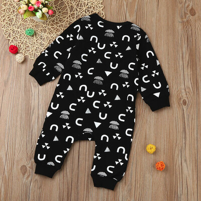 

Newborn Infant Baby Boy Print Romper Zipper Jumpsuit Outfits Clothes Set