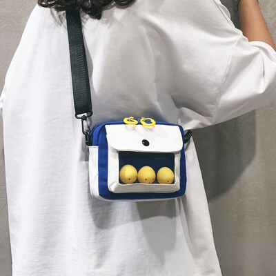 

Female bag 2019 new girl fashion canvas bag summer small fresh transparent bag wild insyang air Messenger bag
