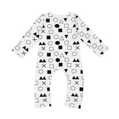 

Newborn Baby Geometry Print Button Long Sleeve Romper Outfits Clothes