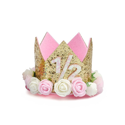 

FUNNYBUNNY Baby Rose Flower Golden Crown Birthday Headband Hair Accessories