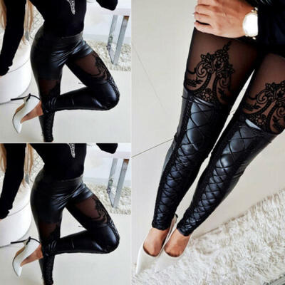 

Womens PU Leather Pants Stretchy Push Up Pencil Skinny Tight Leggings  M L XL