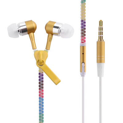 

Glowing In-Ear Earphone Luminous Light Metal Zipper Headphone Earbuds wMic