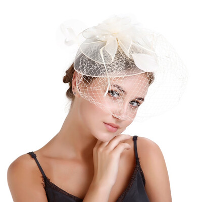 

Wedding Races Party Hair Clip Net Hat Bride Cones&Feathers Occasion