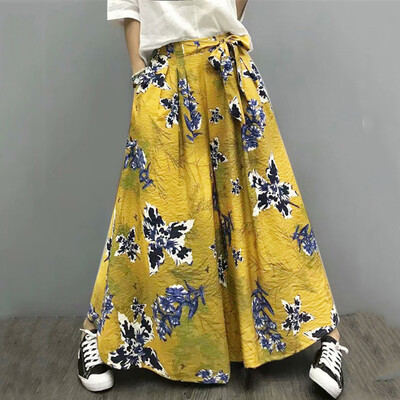 

Tailored Fashion Women Bow Lace Up Bandage Floral Print Casual Loose Wide Leg Pants