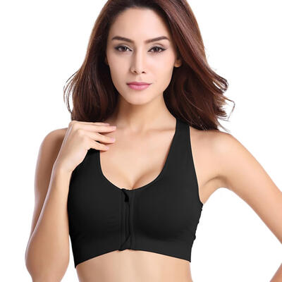 

Sexy Women Sportswear Sports Shockproof Padded Bra Solid Zipper Yoga Vest