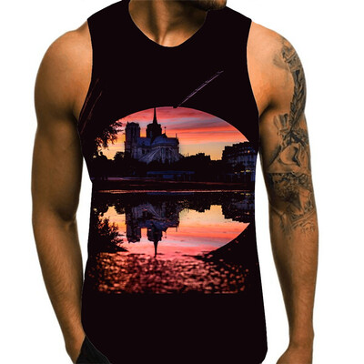 

Toponeto Mens Summer New Style 3D printed Vest Blouse Fashion Comfort Blouse Top