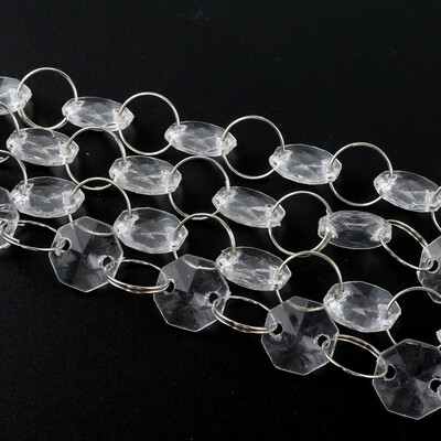 

14mm Crystal Clear Acrylic Octagonal Bead Hanging Wedding Decor Trees Centerpiece