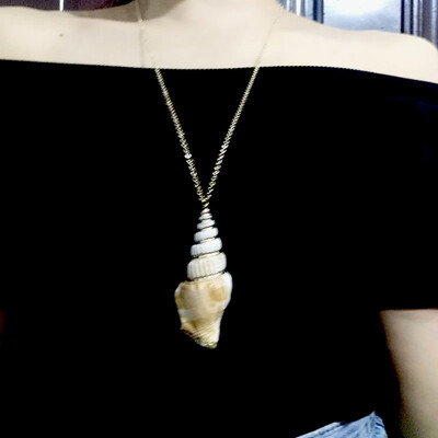 

Summer style Natural sea star Conch sea shell NECKLACE PENDANT for women Collier Femme Shell jewelry
