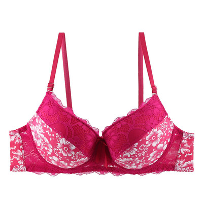 

Toponeto Fashion Sexy Gathering Ladies Bra C Cup Lace Printed Coloured Underwear Bra