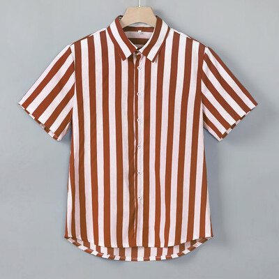 

Toponeto Mens Baggy Beach Hawaiian Print Short Sleeve Button Retro T Shirts Tops Blouse