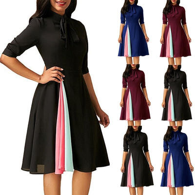 

Retro Women&39s Strappy Bowknot Lace Up Ladies Summer Beach Midi Swing Sun Dress