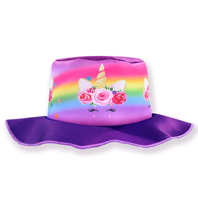

Shiny Holographic Bucket Hat Unicorn Rave Festival Sun Kids Rainbow Party Hats