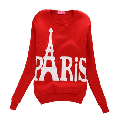 

Casual Women Hoodie Paris Tower Printed Pullover Outerwear Hooded Sweatshirt Top