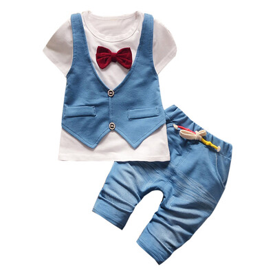 

Kids Toddler Baby Boys Handsome T-shirt Tops Waistcoat Pants Clothes Outfits Set