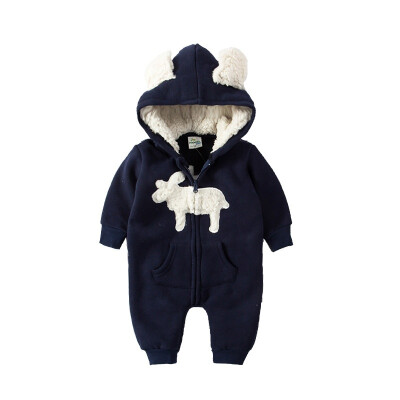 

Winter Plush Baby Rompers Cute Ear Hooded Fleece Jumpsuit Warm Baby Girl Overalls Newborn BabyBoy Rompers