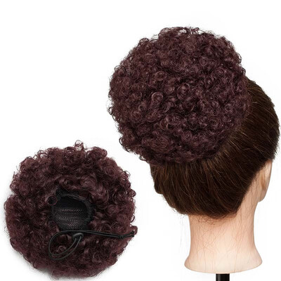 

Afro Bun Extension Puff Ponytail Chignon Hairpiece With Drawstring Afro Kinky Curly Wrap Messy Updo Synthetic For Women