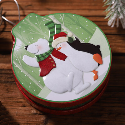 

〖Follure〗For Christmas Tree Ornament Round Cookie Jar Candy Storage Box Childrens Gift