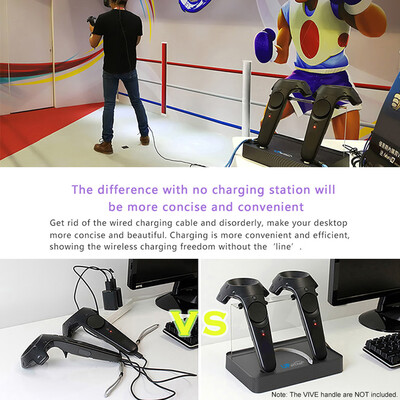 

UPartner CP1 Wireless Magnetic Charging Station for HTC VIVE Dual Handle Controller Storage Charging Stand VR Accessory USB Chargi