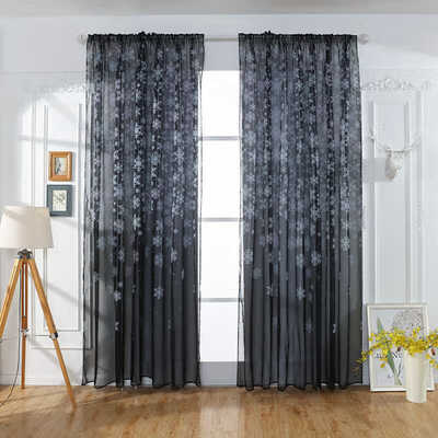

Nordic Home Window Curtain snowflake print semi-shade Transparent Curtain Decorative Drapery for bedroom livingroom office decor