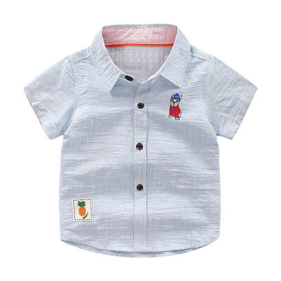 

Summer Casual Shirt Turn Down Collar Boys Cartoon Kids Short Sleeve Tops