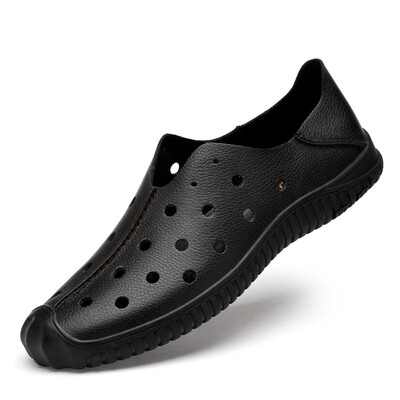 

Mens casual shoes hollow leather peas shoes fashion Korean version of the wild soft bottom set mens shoes