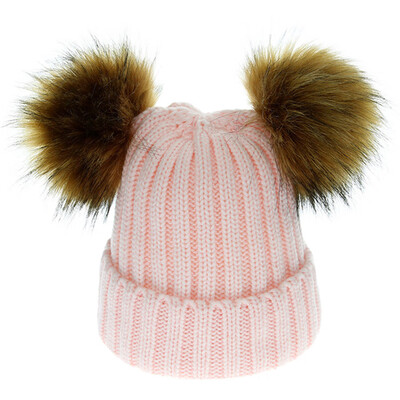 

Tailored Mother&Me Women Cap Balls Warm Detachable Copper Button Thickening Hat