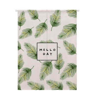 

Plant Green Leaves Printed Japanese Style Doorway Curtain Hanging Tapestry For Home Decoration