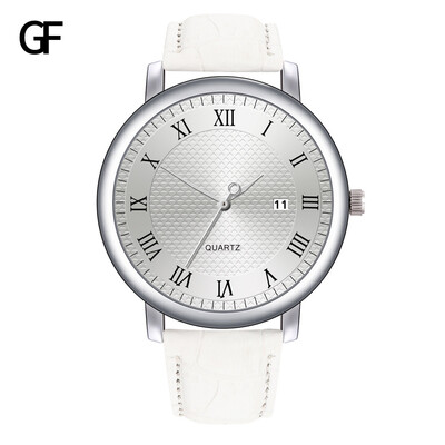 

Gobestart New Fashion High-End Mens Quartz Letter Watch Leather Strap Mens Watch