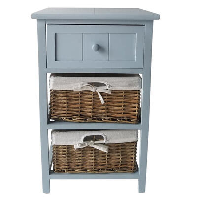 

Country Style Nightstand Retro Bedside Table 3 Layers Storage End Table Bedroom Furniture Light Gray