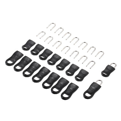 

16 Pieces Replacement Zipper Tags Zip Fixer for Clothes Bags Black