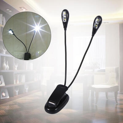 

Greensen Flexible 2 Dual Arms Clip On 4 LED Light for Book Reading Tablet LampClip lampArms lamp