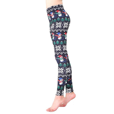 

Autumn Women Warm Leggings Christmas Printed Slim Trousers High Waist Vintage Fitness Capris Pants
