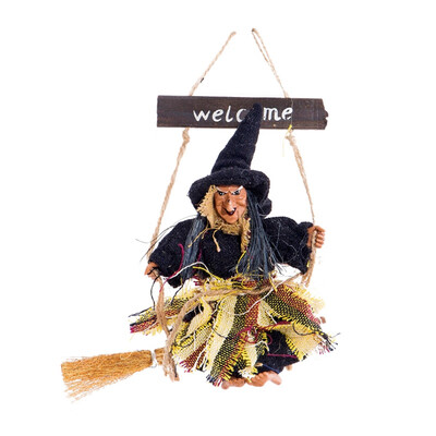 

Lovely Halloween Horror Ghost Riding ornament Broom Witch Hanging Decoration Halloween Props House Night Decoration