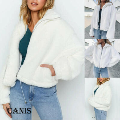 

Fashion Women Cardigan Fur Jacket Outerwear Tops Winter Warm Sweater Fluffy Coat