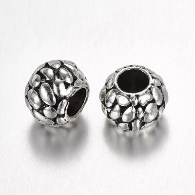 

Alloy European Beads Rondelle Large Hole Beads Antique Silver 11x8mm Hole 5mm